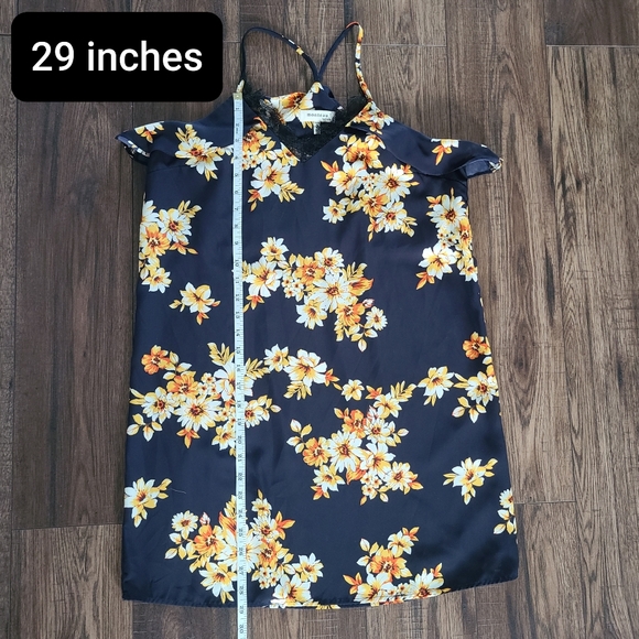 MONTEAU Navy Blue &Yellow  Floral Halter Dress - Picture 6 of 8